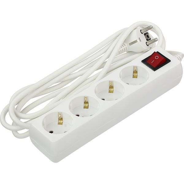 Удлинитель с выключателем UP! (Underprice) с заземлением 4 гн. белый 3 м G04MK-CT7-3m 