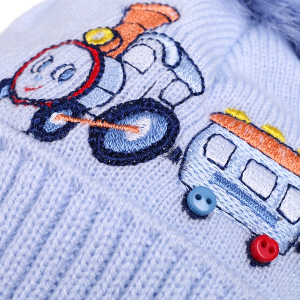 Шапочка дитяча для хлопчика Kraft+ р.44-46 сіро-блакитний 2264 