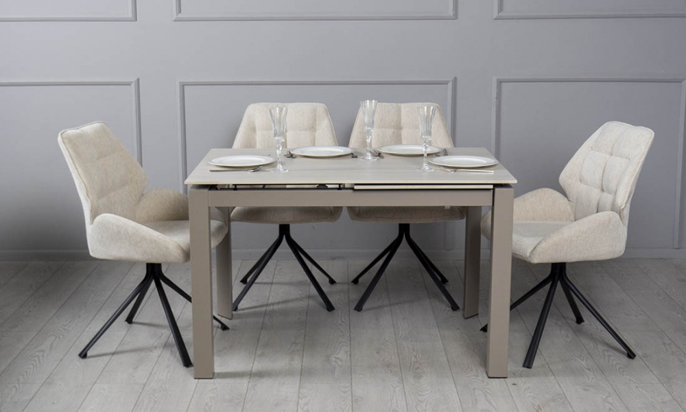 Стіл обідній Ларс 1200(1700)x800x750мм бежевий матовий/бежевий