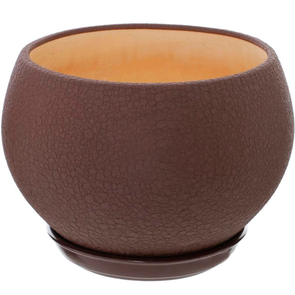 Горщик керамічний Оріана-Запоріжкераміка Куля шовк круглий 4,1л темний шоколад 