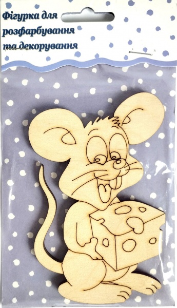Фігурка для декорування з фанери Миша кусає сир №5 АпліКраплі 
