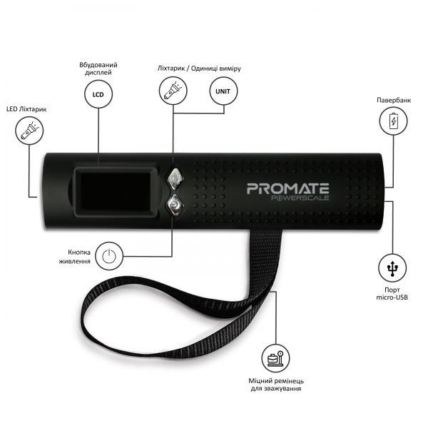 Ваги дорожні Promate powerscale.black 