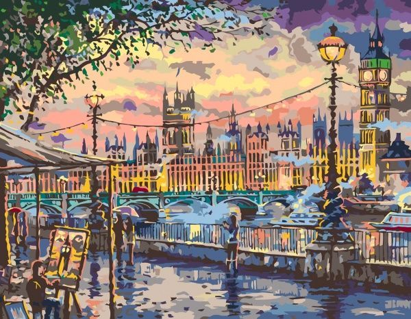 Набір, техніка акриловий живопис за номерами Набережна Лондона 35х45 см Rosa Start 