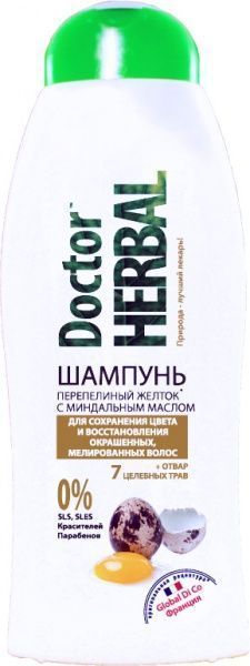 Шампунь Dr Herbal Перепелиный желток с миндальным маслом 400 мл