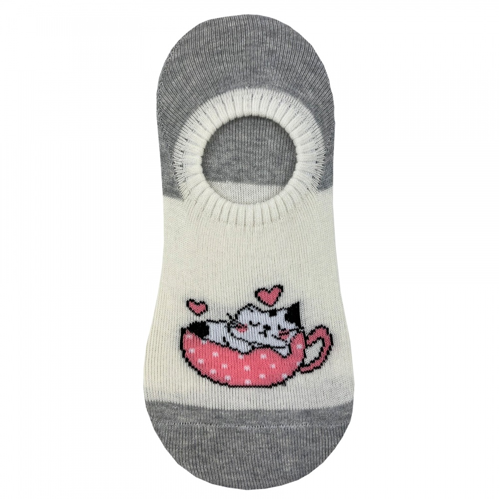 Носки женские Premier Socks Котик в чашке р.23-25 серый с белым