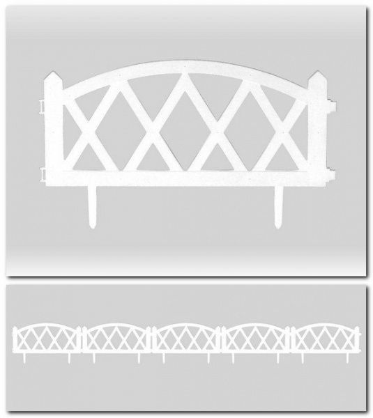 Декоративное ограждение для клумб Modern №4 5 секций белый
