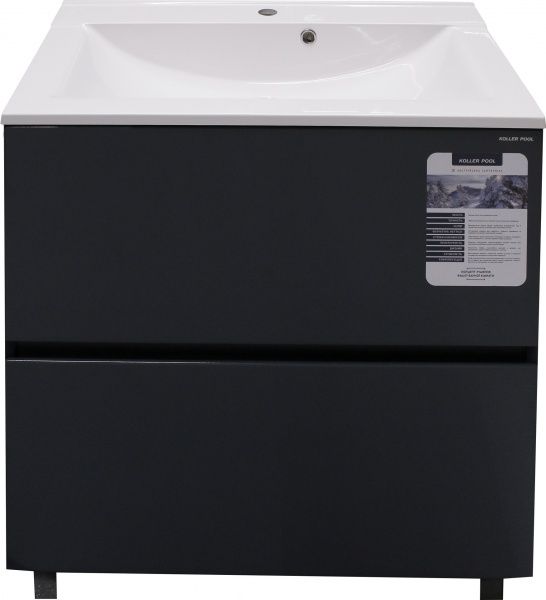 Тумба підлогова Koller Pool підлогова Neon Cube 800 антрацит з умивальником GLR 80