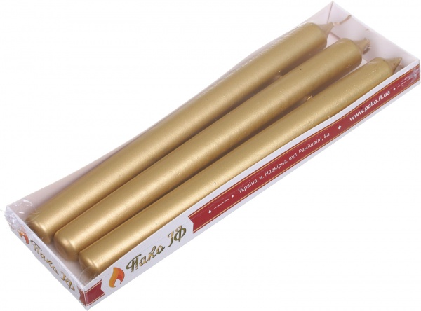 Свічка столова 22х240 3 шт. золота Pako-If