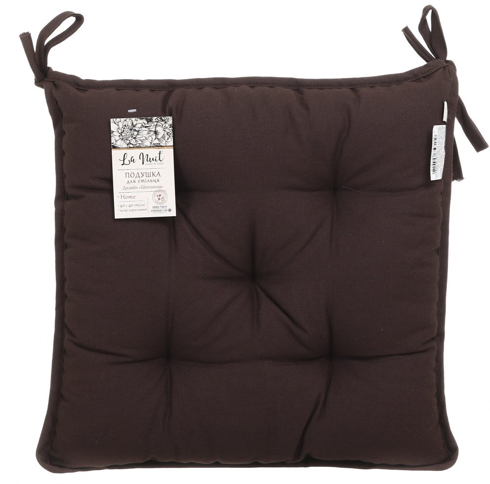 Подушка на стул Шиповник коричневая La Nuit