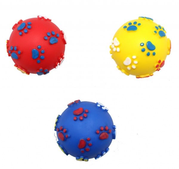 Іграшка ZooMax вінілова мяч міна з лапками 7 см EV036