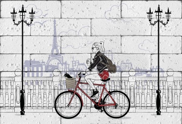 Картина гіпсова Велосипедистка 60,5x41 см BrickPrint 