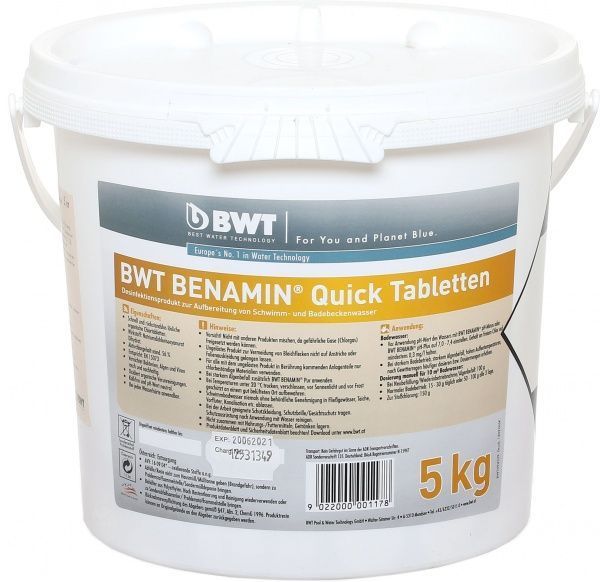 Засіб для дезінфекції води Benamin Quick Tabletten 5 кг BWT 
