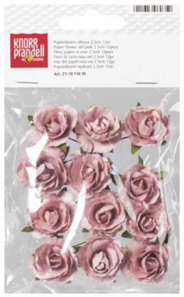 Набір паперових квітів для декору самоклеючі рожеві темні 2,5 см 217611010 12 шт. Knorr Prandell