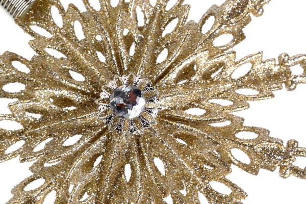 Верхівка для ялинки Сніжинка з присипкою 19 см матова в асортименті 