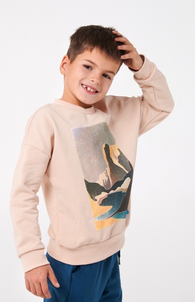 Толстовка для мальчика Smil р.140 бежевый 116548 