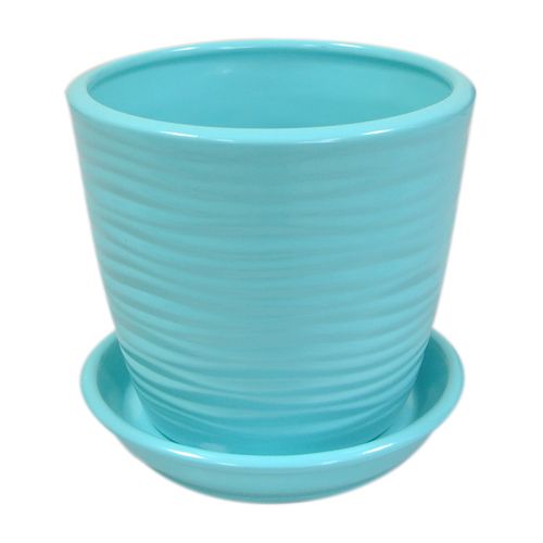 Горщик керамічний Оріана-Запоріжкераміка Грація Хвиля №4 круглий 1л глянець бірюза 