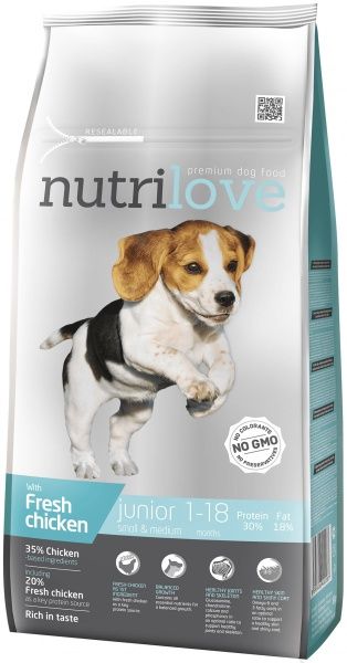 Корм NutriLove для щенков курица и рис 8 кг