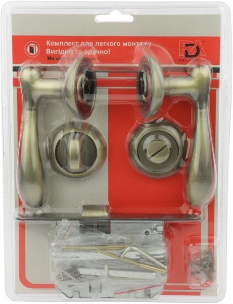 Замок врізний з ручками WC RDA Imola 70 мм матова антична латунь