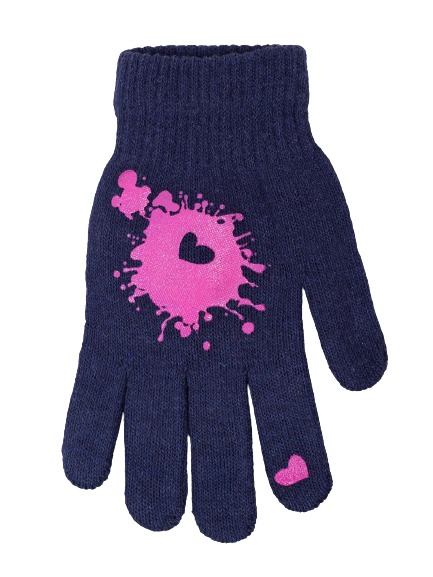 Рукавички YO! Сердечко р.14 темно-синій 
