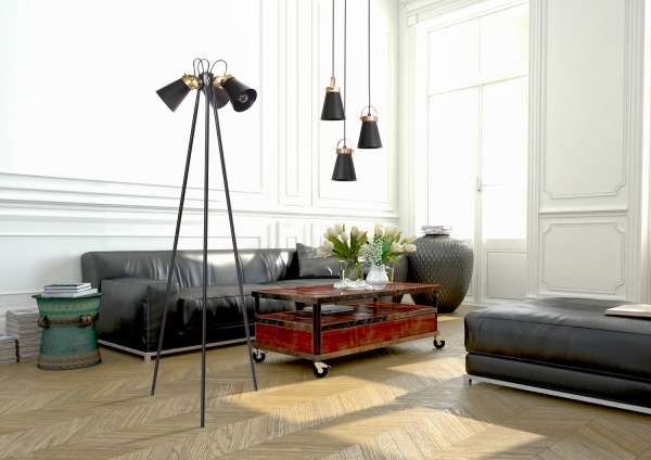 Люстра підвісна Luminex Atos 7756 1x60 Вт E27 чорний/латунь 