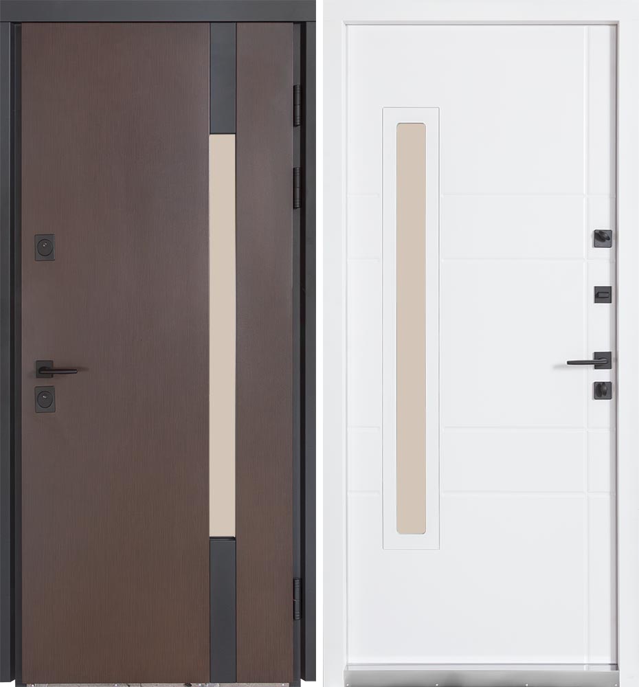 Двері вхідні Булат Термо Хаус 705 венге темний / білий атласний 2050x950 мм ліві