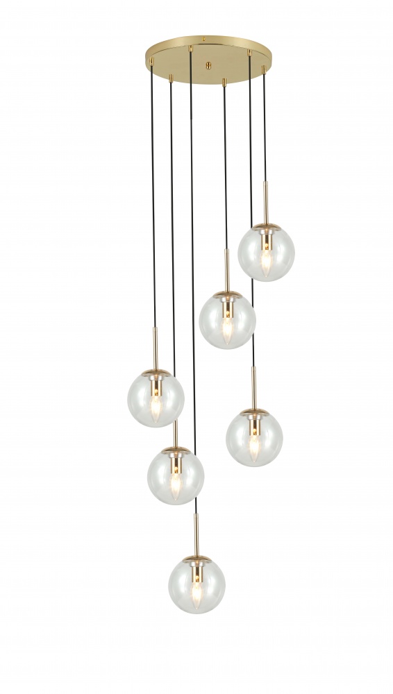 Підвіс Sensio Anje 6x40 Вт E14 золотий/прозорий LS-74657/6P-E1440W
