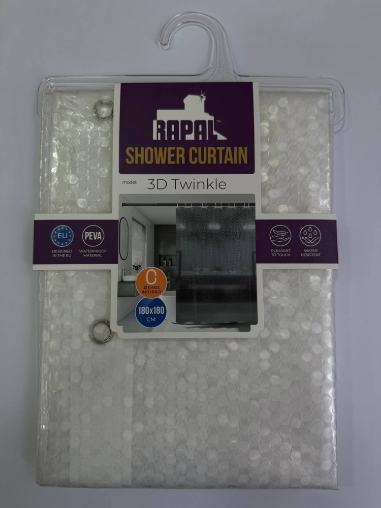 Шторка для ванны Rapal 3D Twinkle, 180х180 см