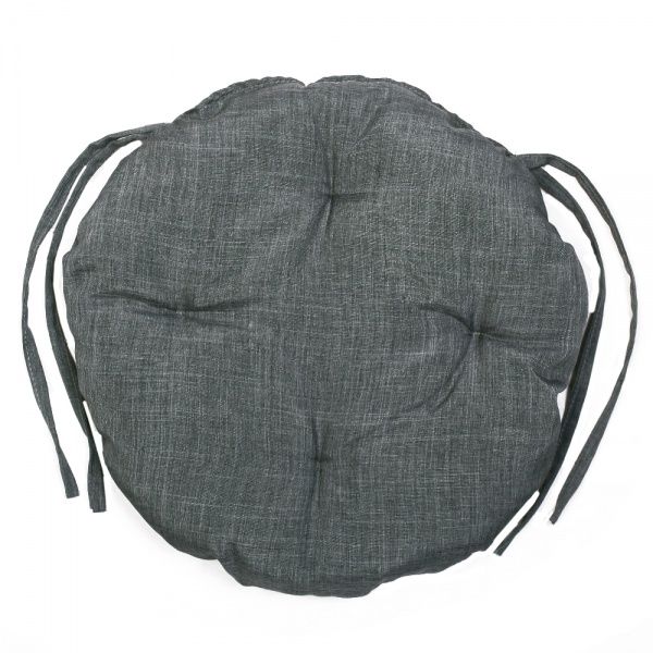 Подушка на стул Гавана круглая стеганая 36х36х5 темно-серая
