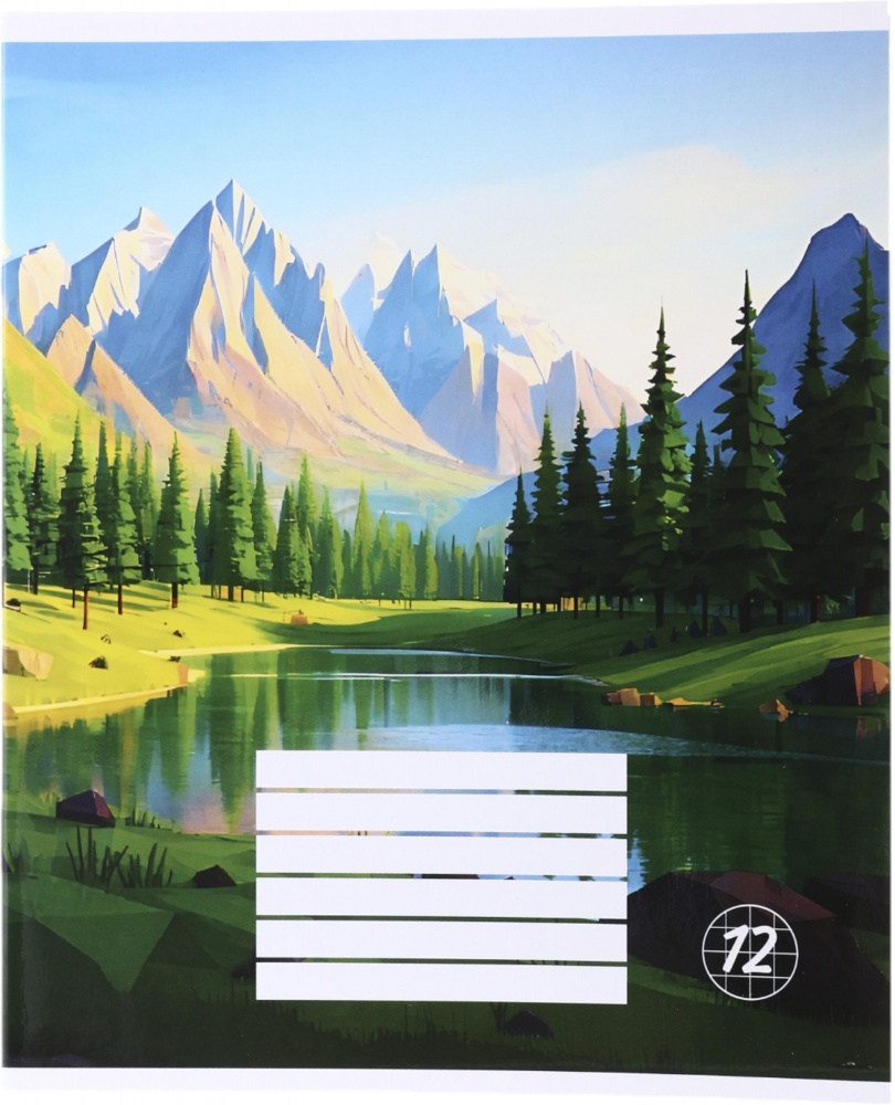 Тетрадь школьная Pixel landscape2_25 12 листов скоба, клетка Nota Bene