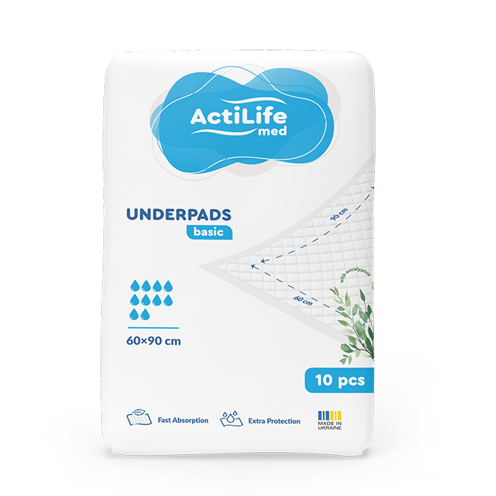 Пелюшки одноразові ActiLife Med Basic 10 шт. 60х90 см білий