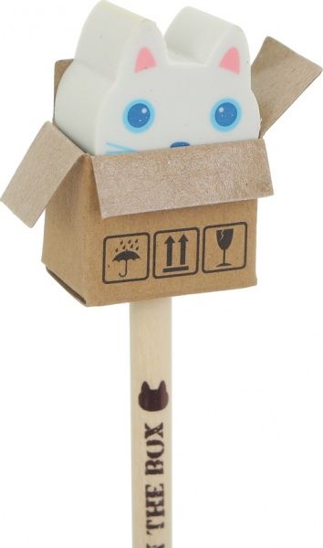 Олівець чорнографітний з гумкою Кіт в коробці в асортименті