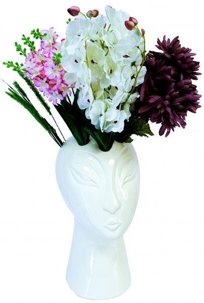 Ваза Голова глянец белый 2 предмета 43 см