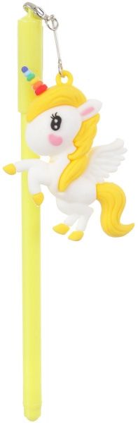 Ручка гелевая желтая Радужный единорог 