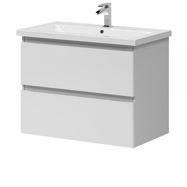 Тумба подвесная Aquarius Teffi белый с умывальником Комо 80