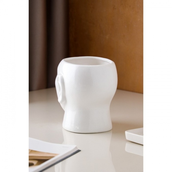 Ваза керамическая Nana ceramics Африканка 15,5 см белый глянец 