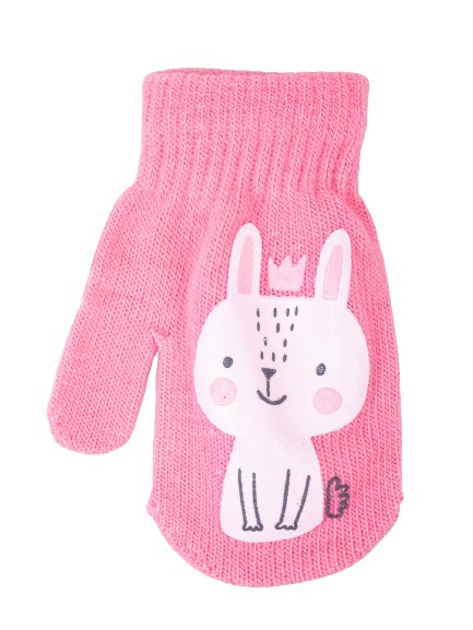 Рукавички YO! Зайчик р.12 рожевий 