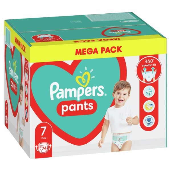 Подгузники-трусики Pampers Pants Размер 7 (17+ кг) 74 шт.
