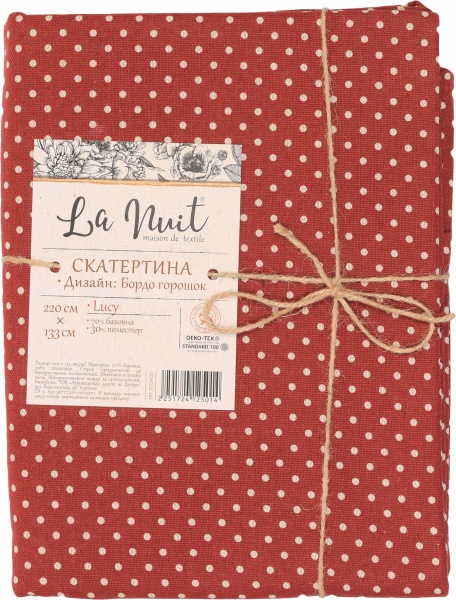 Скатертина Lucy Бордо горошок 133x220 см червоний La Nuit 