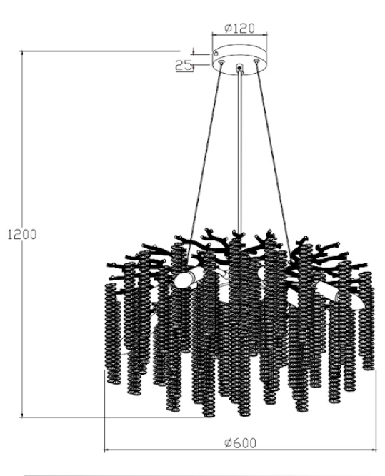 Люстра подвесная Luminaria Emma 8xE14 черный EMMA 8xE14 R600 BLACK