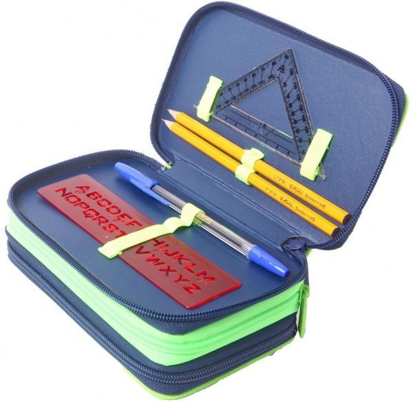 Пенал 31 предмет Triple Kick It 50021079 Herlitz синий