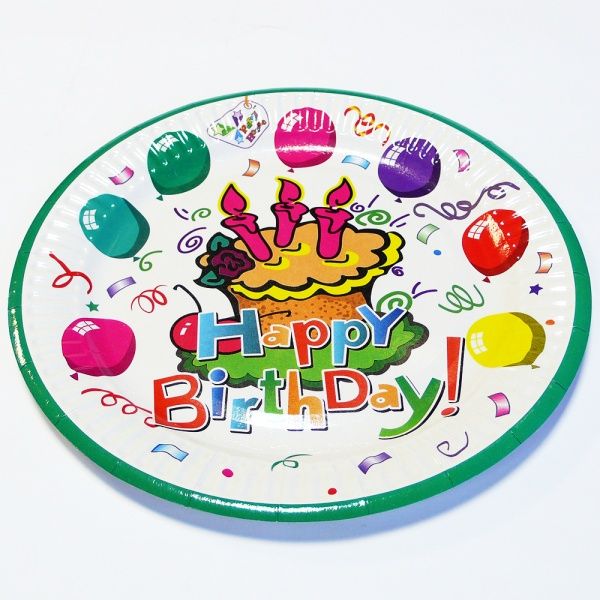 Тарелка бумажная Party House «С днем рождения» 180 мм 6 шт.