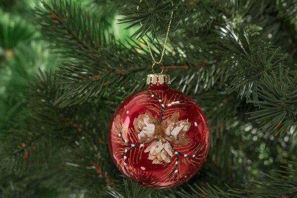 Шар стеклянный d80 Шишечки JF140507 красный