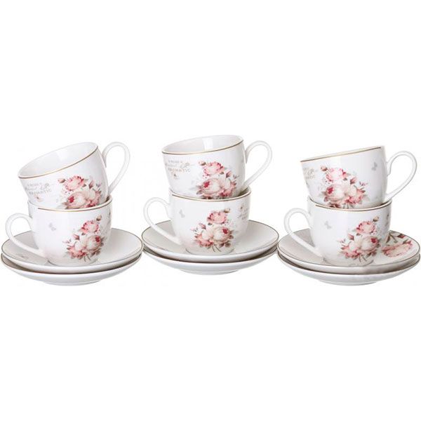 Набір для кави Flower 12 предметів на 6 персон 8779W1 Fiora