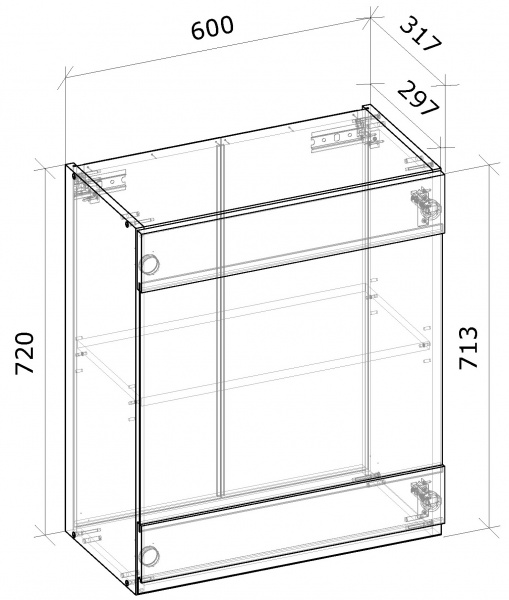 Шкаф верхний с витриной МС Джетта 60х72х31,7 см, графит серый/дуб сонома Грейд