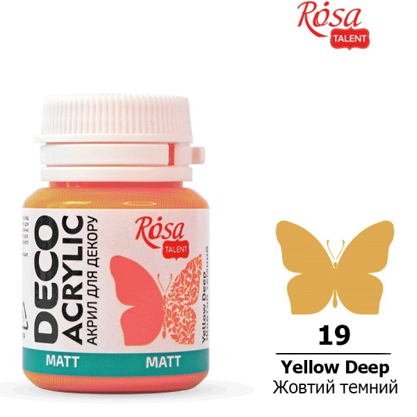 Акрил для декору Жовтий темний матовий 20 мл Rosa Talent