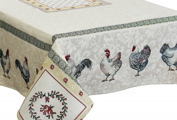 Скатерть Курочки 95x100 см бежевый Прованс 