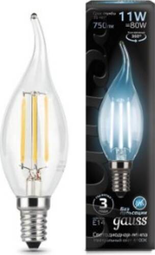 Лампа світлодіодна Gauss Filament CF37 11 Вт E14 4100 К 220 В прозора 104801211 