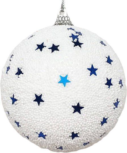 Шар пенопластовый Звездочки 10 см белый с синим