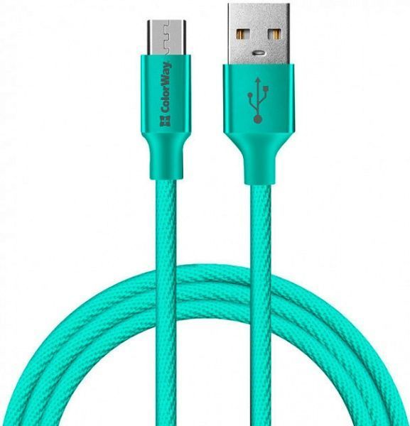 Кабель ColorWay USB - MicroUSB 2.4А 2 м м'ятний 
