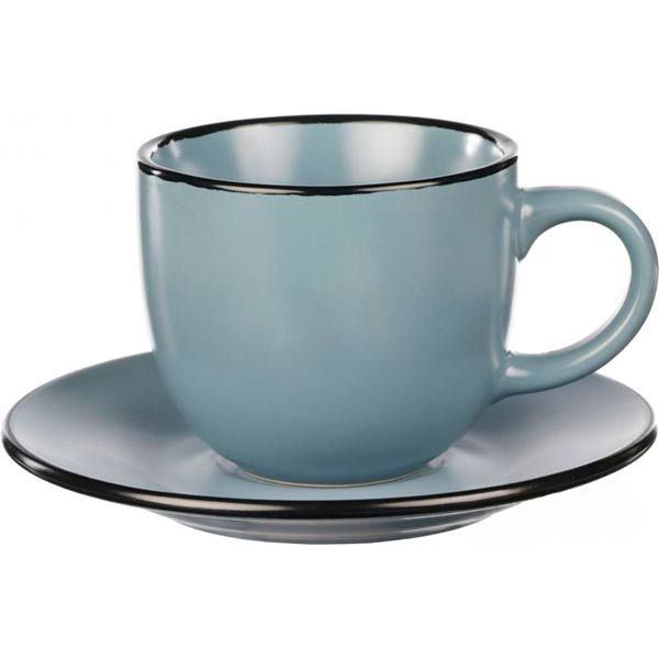 Кружка з блюдцем Happy Go Matte синя 240 мл